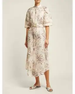 Zimmermann Wayfarer Puff Sleeve Linen Day Tea Shirt Dress Cream Floral Size 2 / AU 12 for rent on The Volte - image 6