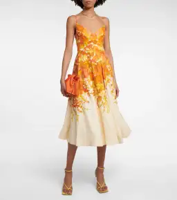 Zimmermann High Tide Picnic Midi Dress Citrus Ikat Size 0 / AU 8 for rent on The Volte - image 0