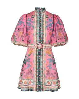 Zimmermann Ginger Buttoned Mini Dress in Pink Multi Size 1 / AU 10 for rent on The Volte - image 3