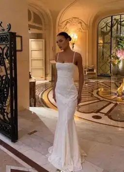 House of CB Joan Lace Up Back Maxi Dress in Ivory White Size S / AU 8 for rent on The Volte - image 1