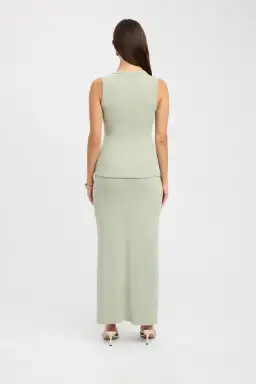 Kookai Bec Button Tank Size 36 and Carter Maxi Skirt Set Size 34 Sage Marle for rent on The Volte - image 2