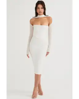 House of CB Milarose Midi Dress White Size AU 8