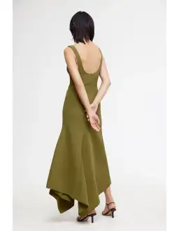 Acler Rowe Midi Dress in Olive Green Size 12 for rent on The Volte - image 2