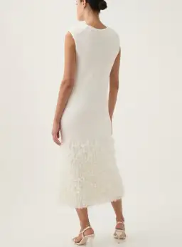 Aje Dimension Knit Midi Dress Ivory Size 12 for rent on The Volte - image 3