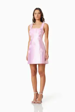 Elliatt Elder Floral Decal Applique Mini Dress In Pink Size S / AU 8 for rent on The Volte - image 6