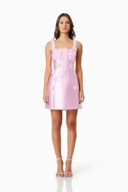 Elliatt Elder Floral Decal Applique Mini Dress In Pink Size S / AU 8 for rent on The Volte - image 2