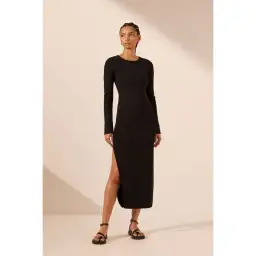 Shona Joy Basic Long Sleeve Open Back Midi Dress Black Size M / AU 10 for rent on The Volte - image 1