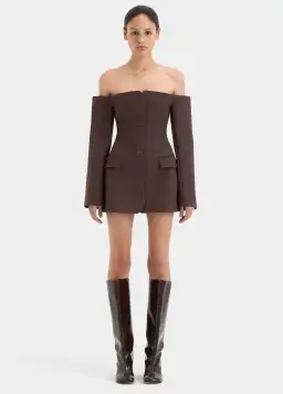 Sir the Label Sandrine Tailored Mini Dress in Chocolate Brown Size 1 / AU 8