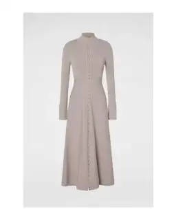 Scanlan Theodore Crepe Knit Button Dress Oyster Size AU 10 for rent on The Volte - image 3