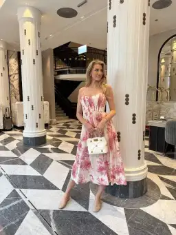 Zimmermann Waverly Corset Midi Dress in Pink Palm Size 1 / AU 10 for rent on The Volte - image 3