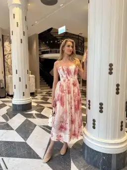 Zimmermann Waverly Corset Midi Dress in Pink Palm Size 1 / AU 10 for rent on The Volte - image 2