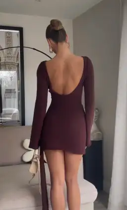 Meshki Liana Long Sleeve Knit Mini Plum Size 10 for rent on The Volte - image 2