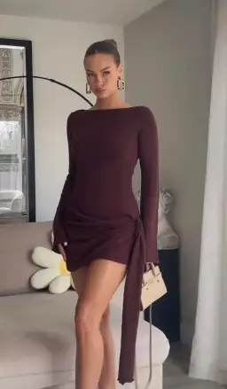 Meshki Liana Long Sleeve Knit Mini Plum Size 12 for rent on The Volte - image 1