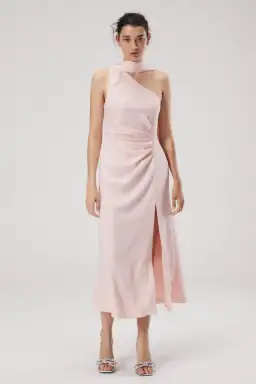 Misha Estra Satin Midi Dress Blush Size 8 for rent on The Volte - image 1