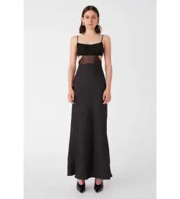 Misha Rebecca Satin Maxi Dress Black Size 10  for rent on The Volte - image 1