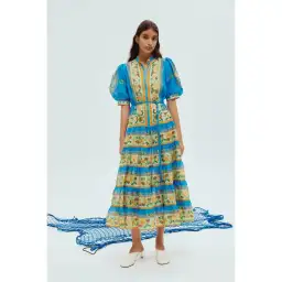 Alemais Sofie Tiered Midi Dress Multi Size AU 14