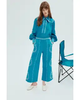 Alemais Donovan Corded Blouse and Pants Blue Size AU 16 for rent on The Volte - image 1