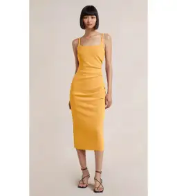 Bec & Bridge Karina Tuck Midi Dress Mango Size 10