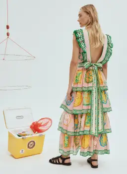 Alemais Porcelain Frill Midi Dress Multi Print Size 16 for rent on The Volte - image 2