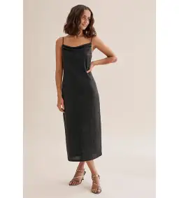 Country Road Metallic Slip Midi Dress Black Size 8/XS