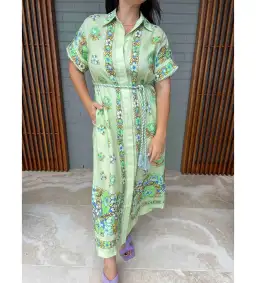 Alemais Velma Shirt Dress Green Size 14  for rent on The Volte - image 3