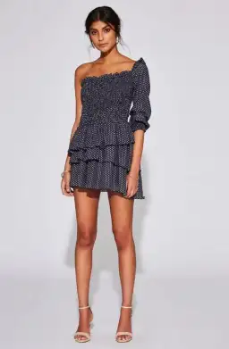 Sir The Label Emelie One Shoulder Mini Dress Blue | Size AU 8 for rent on The Volte - image 1