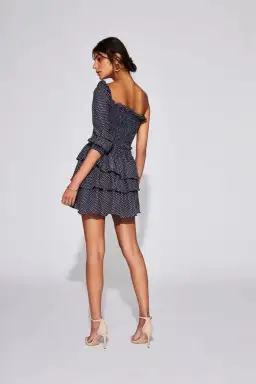 Sir The Label Emelie One Shoulder Mini Dress Blue | Size AU 8 for rent on The Volte - image 3