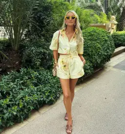 Zimmermann Lightburst Relaxed Crop Shirt (Size 3) and Shorts (Size 2) Set in Yellow Floral for rent on The Volte - image 0