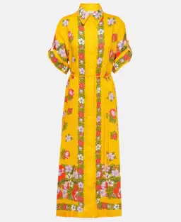 Alemais Belted Floral Linen Shirt Dress Yellow Size 12 for rent on The Volte - image 2
