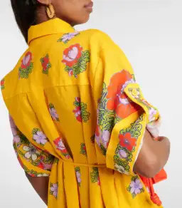 Alemais Belted Floral Linen Shirt Dress Yellow Size 12 for rent on The Volte - image 5