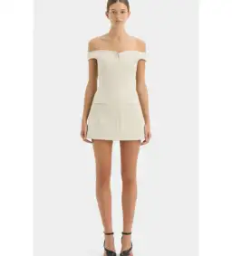 Sir Sandrine Off Shoulder Mini Dress in Ecru Size 2 / Au 10 for rent on The Volte - image 1