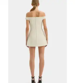 Sir Sandrine Off Shoulder Mini Dress in Ecru Size 2 / Au 10 for rent on The Volte - image 4