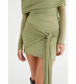 BENNI Yasmin Off Shoulder Mini Dress in Pistachio Size XS/AU 6 for rent on The Volte - image 5
