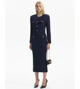 Self Portrait Navy Weave Cropped Cardigan Size M/AU 8 for rent on The Volte - image 2