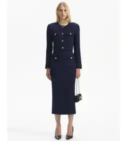 Self Portrait Navy Weave Cropped Cardigan Size M/AU 8 for rent on The Volte - image 1