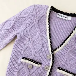 Self Portrait Lilac Cable Knitted Cardigan Size AU 8 for rent on The Volte - image 2