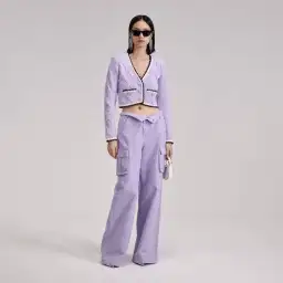 Self Portrait Lilac Cable Knitted Cardigan Size AU 8 for rent on The Volte - image 1