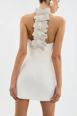 Rebecca Vallance Therese Bow Mini Dress White Size 6 for rent on The Volte - image 4