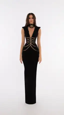 Albina Dayla Halter Neck Spider Dress Black Size 12