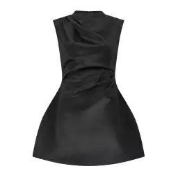 Odd Muse The Ultimate Muse Satin Straight Neck Mini Dress Black size 8 for rent on The Volte - image 4
