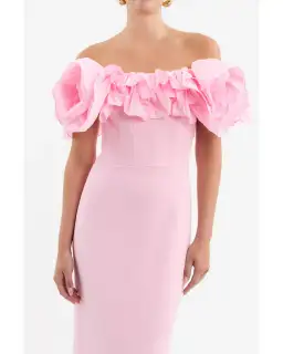Rebecca Vallance Jenna Off Shoulder Gown Pink Size AU 8 for rent on The Volte - image 2