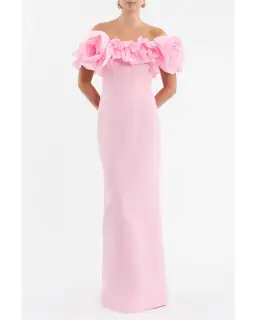 Rebecca Vallance Jenna Off Shoulder Gown Pink Size AU 8 for rent on The Volte - image 1
