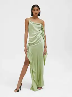 Christopher Esber Cusco Silk Drape Cami Dress in Pistachio Size 10 for rent on The Volte - image 3