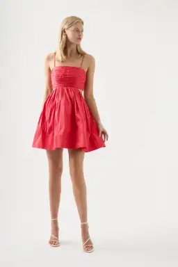Aje Liza Ruched Baby Doll Mini Dress Rouge Pink Size 14 for rent on The Volte - image 1