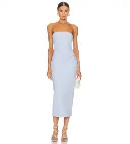 Bec & Bridge Karina Strapless Midi Dress in Powder Blue Size 6 