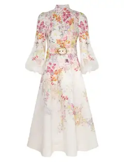 Zimmermann Natura Buttoned Midi Dress in Kaleidoscope Garden Size 2 / AU12 for rent on The Volte - image 1