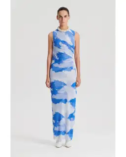 Scanlan Theodore Italian Cloud Print Dress Blue Size AU 12 for rent on The Volte - image 1