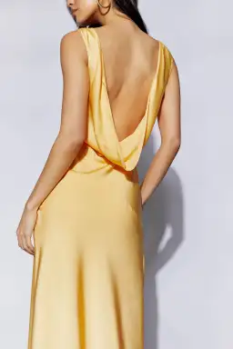 Meshki Nadia Maxi Satin Dress With Back Cowl in Lemon Size XS / AU 6 for rent on The Volte - image 2