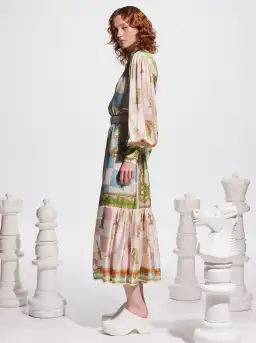 Alemais Checkmate Silk Midi Shirtdress Multi Size 12  for rent on The Volte - image 5