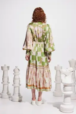 Alemais Checkmate Silk Midi Shirtdress Multi Size 12  for rent on The Volte - image 4